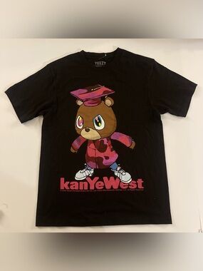 Yeezy Black Graphic Tee with Multicolor Bear